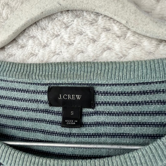 J. Crew Striped Cotton Cashmere Blend Sweater Lightweight Blue Green Mens Size S - Picture 2 of 6